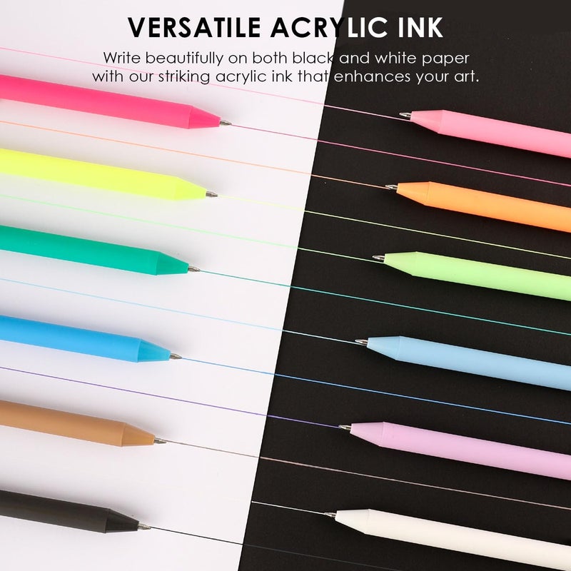 Grabie Retractable Gel Pens, 0.6mm Fine Point Acrylic Gel Pens for Journaling Note Taking, Pack of 12 - Image 3